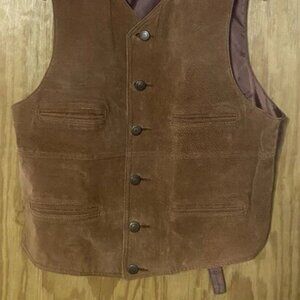 Leather Vest M Brown Western Cowboy Vintage